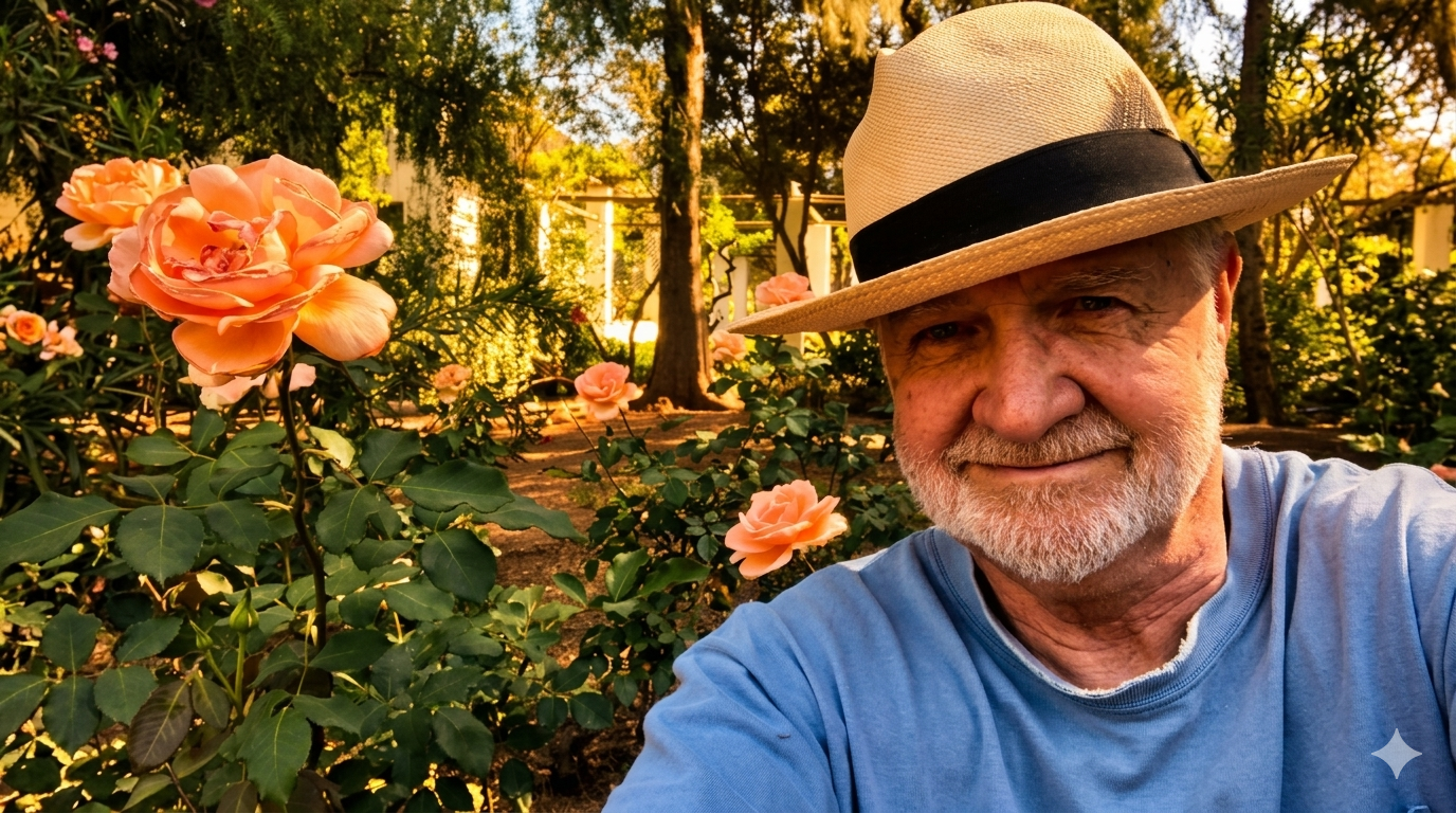 Portrait in a rose garden